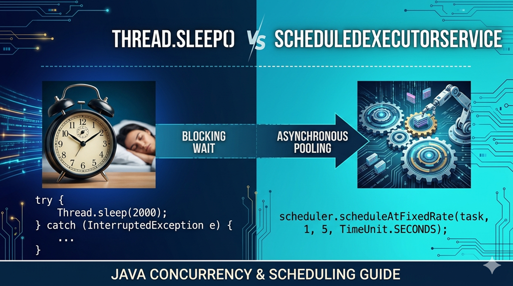 Thread.sleep() vs ScheduledExecutorService: Java Concurrency